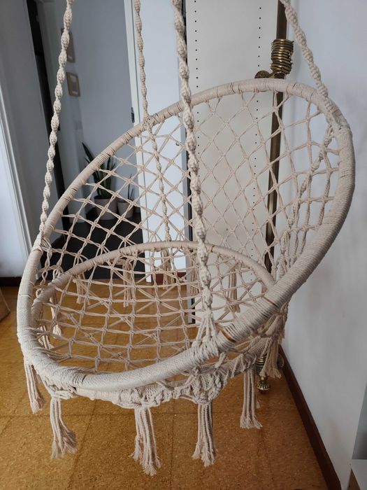 Cadeira de baloiço suspensa macramé