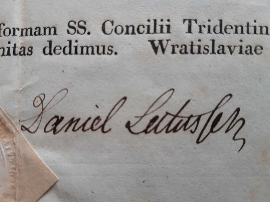Biskup Daniel Latussek Bralin Kępno Nowa Sól akt dyspensy ślub 1839