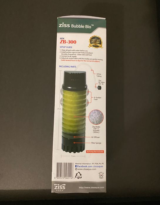 Filtro interno aquário Ziss 300 bubble moving média