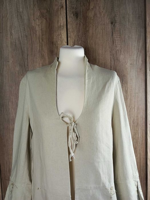 altroModa lniana koszula beżowa z haftem 55% len 45% rayon 38 M