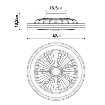 Lampowentylator Rafaga czarny 47 cm LED Inspire sufitowy. Gwaracja 5yr
