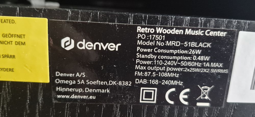 Gramofon DENVER MRD-51 Black Retro FM,CD,WI-FI...