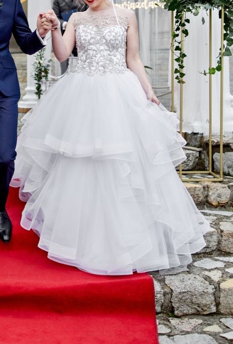 Suknia ślubna M-L gorset wyprana, kwiat lotosu