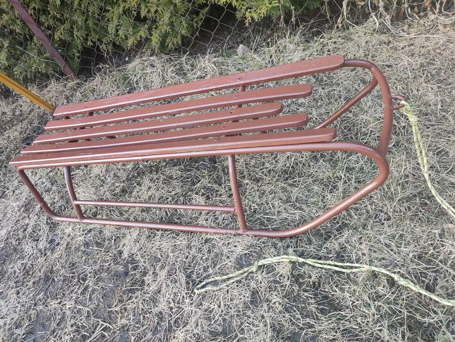 Mocne Sanki Metalowe drewniane brązowe