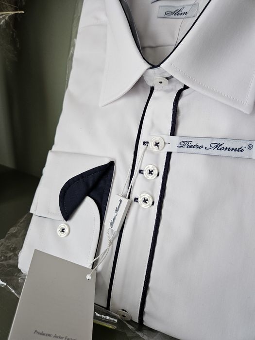 Nowa biała koszula wizytowa męska Pietro Monnti Slim Fit rozm. 41 L