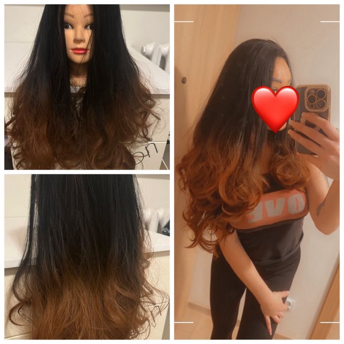 Peruka ombre czarno brazowa pofalowane konce termoodporna