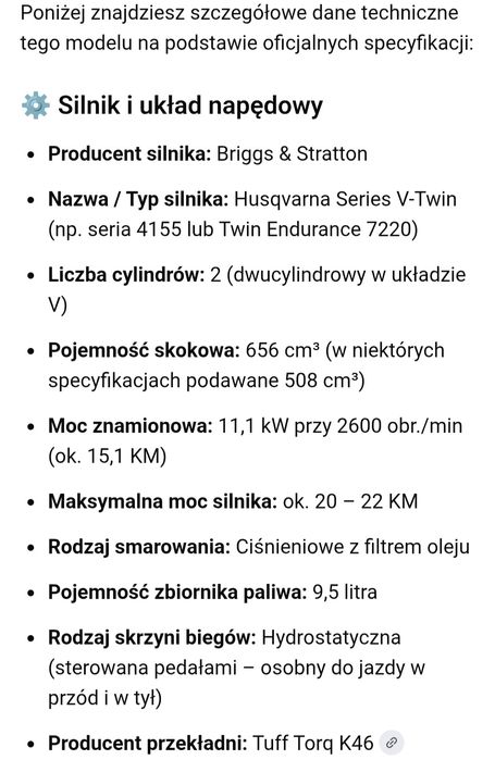 Kosiarka traktorek Husqvarna TC142 2cylindry 107cm