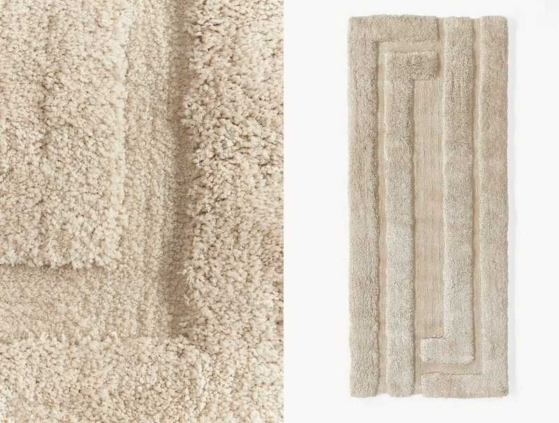 Puszysty chodnik z długim włosiem wypukła struktura Genève beż 80x200