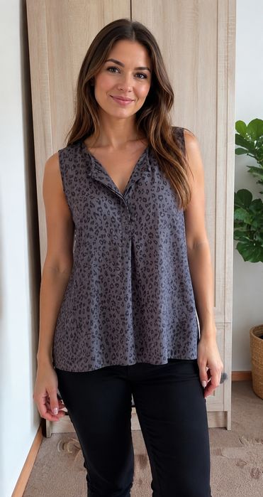 Bluzka koszula asymetryczna cętki panterka XL 42 H&M