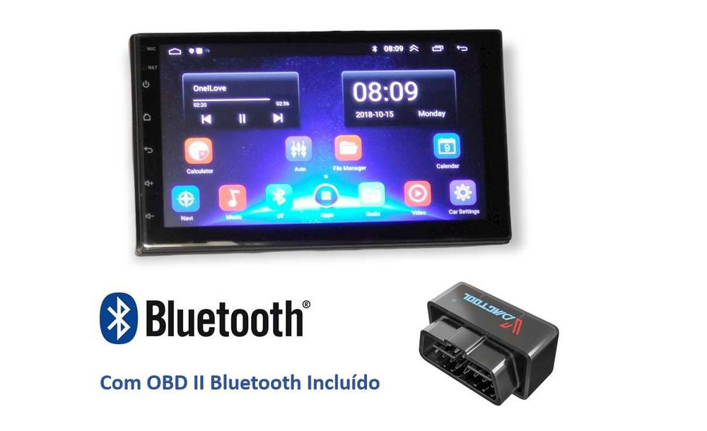 Rádio 2 DIN Android 13 – RDS GPS WIFI 2GB RAM + OBD Bluetooth