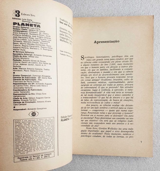 Antigo Livro ~ "EM BUSCA do SEXO no OCULTISMO" ~ Ed. Planeta 1973 RARO