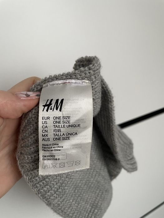 Szary wełniany komin dziecięcy H&M one size unisex 100% wool