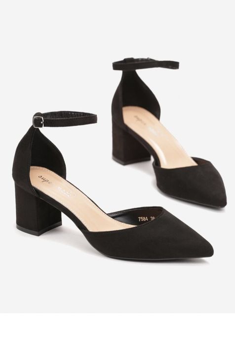 Czarne czółenka z imitacji zamszu r.39