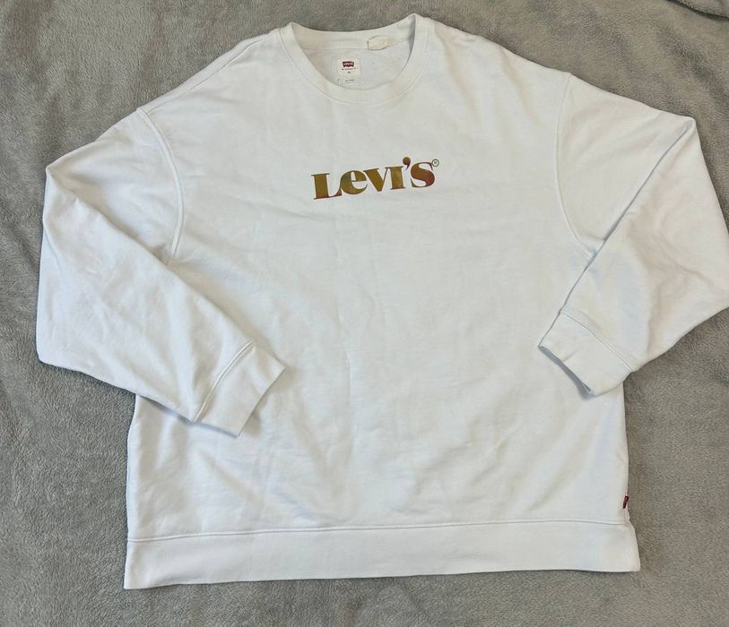 Белый свитшот Levi’s Relaxed Fit / Свитшот Левис с градиентным логотипом (Размер XL)