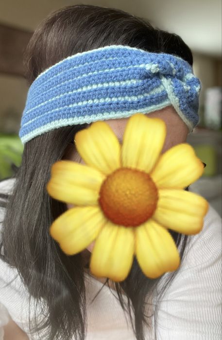 Ręcznie robiona opaska na głowę  | Handmade | Niebieska opaska Twist