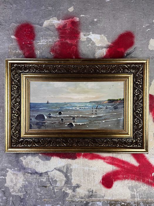Obraz olejny Otto Krank pejzaż morski !! Showroom Warszawa !!