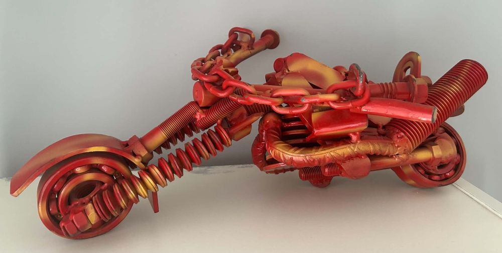 Motocykl - Metalowy - Ręcznie wykonany - figurka - rzeźba