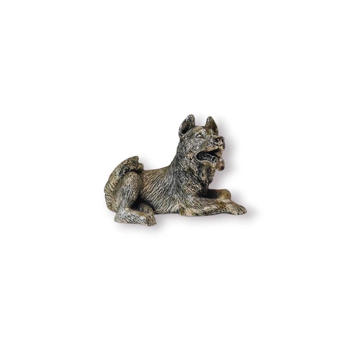 Escultura Decorativa Lobo ou Cão(Possível Pastor Alemão)Metal Patinado