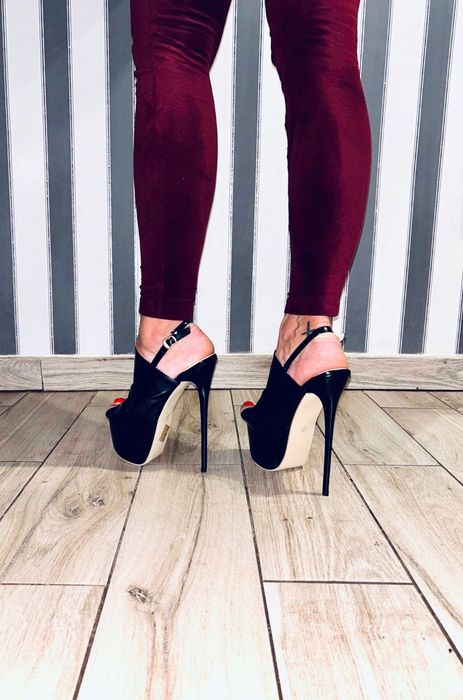 160/ Szpilki OD RĘKI 39 seksowne sandały otwarta pięta 17 cm 36-50 EU