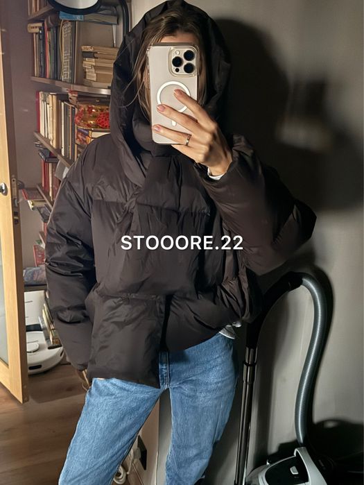 Шоколадний пуховик куртка Zara - розмір М