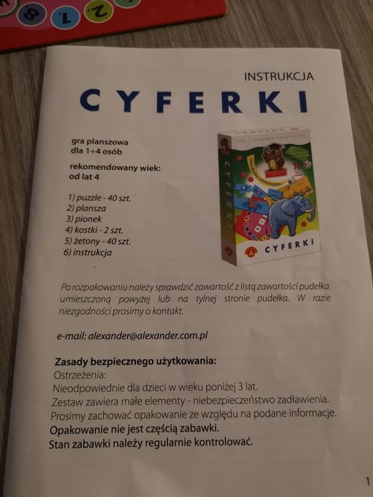 Cyferki układanka edukacyjna