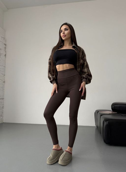 Сорочка у клітинку фланель шоколад