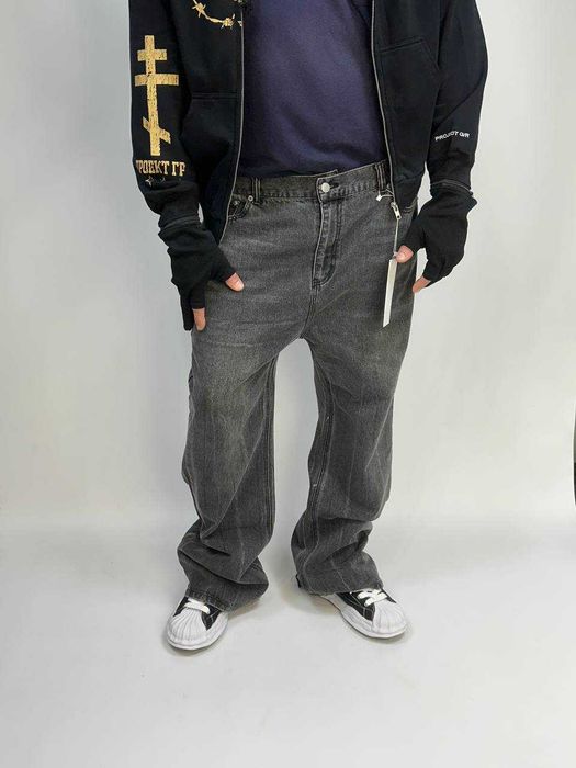 Клеш штани сірі faded zara flared jeans baggy кльош сірі чорні серые.