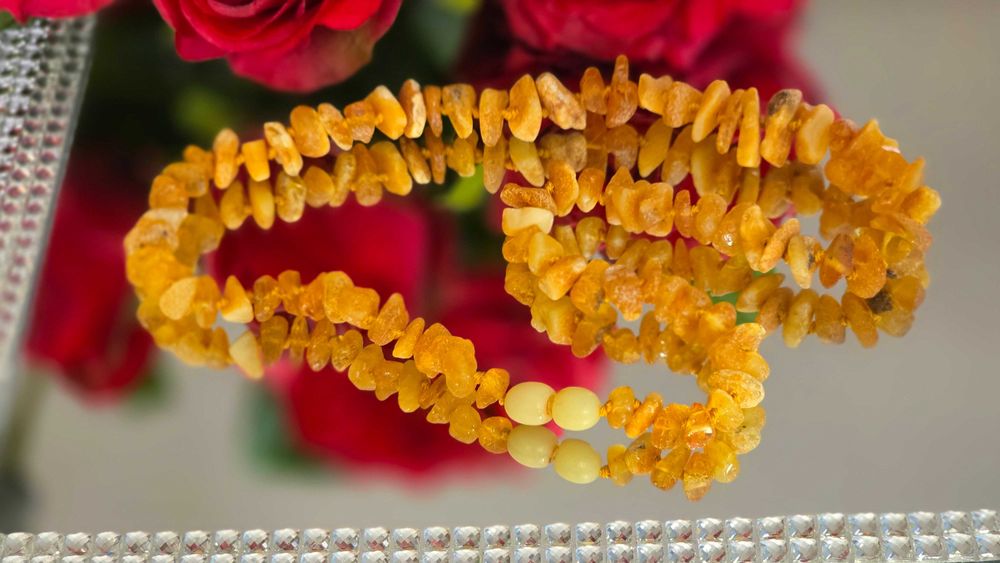 Naszyjnik bursztynowy baza bursztynowa bursztyn bałtycki jasny mleczny