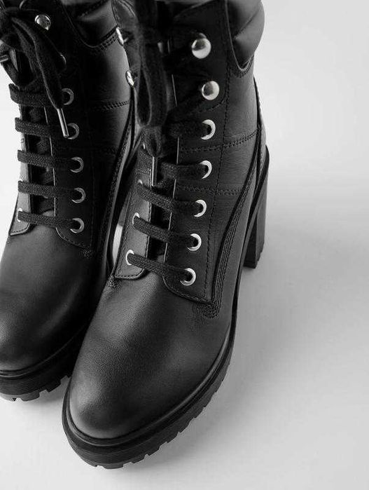 Чёрные кожаные ботильоны Zara
