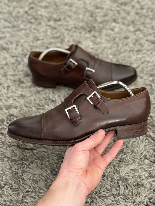 GRAVATI Mens Black Leather Derby Shoes size 7  41 26.5 см