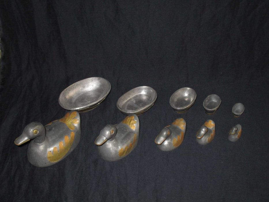 5 Caixas em forma de Pato Estanho e Latão