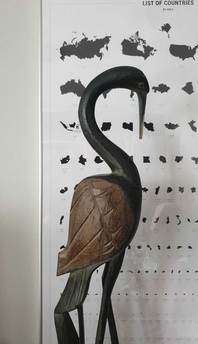 Rzeźba drewniana orientalna ptak żuraw