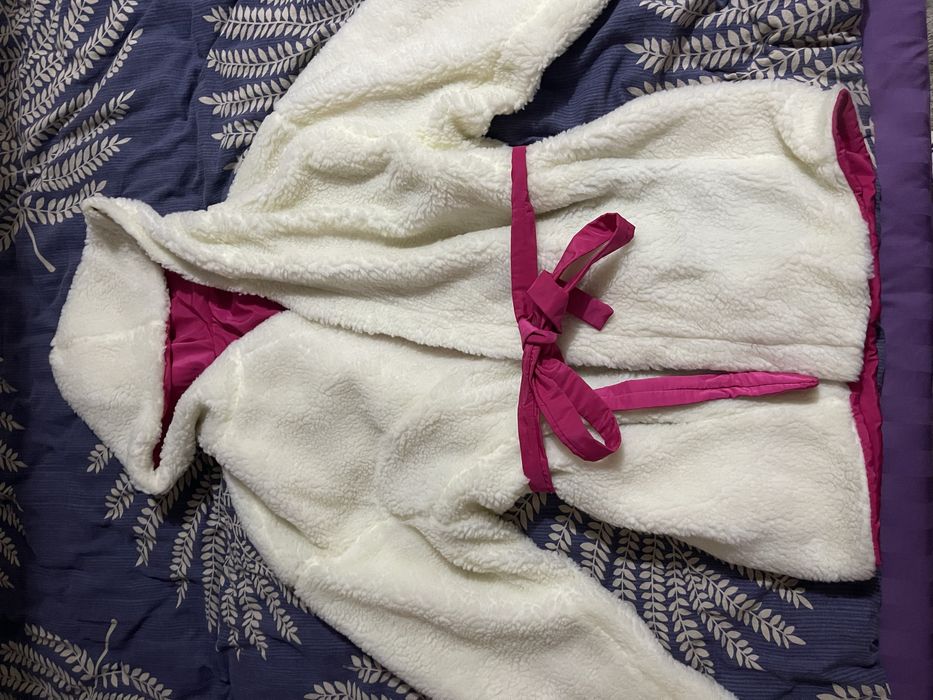 Пальто пуховик куртка двохстороння на овчині розмір S М невелика Л