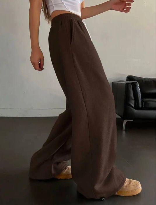 Спортивные штаны женские широкие прямые джинсы zara el milas brand топ