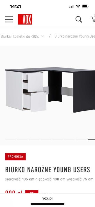 Biurko narożne UOUNG USERS