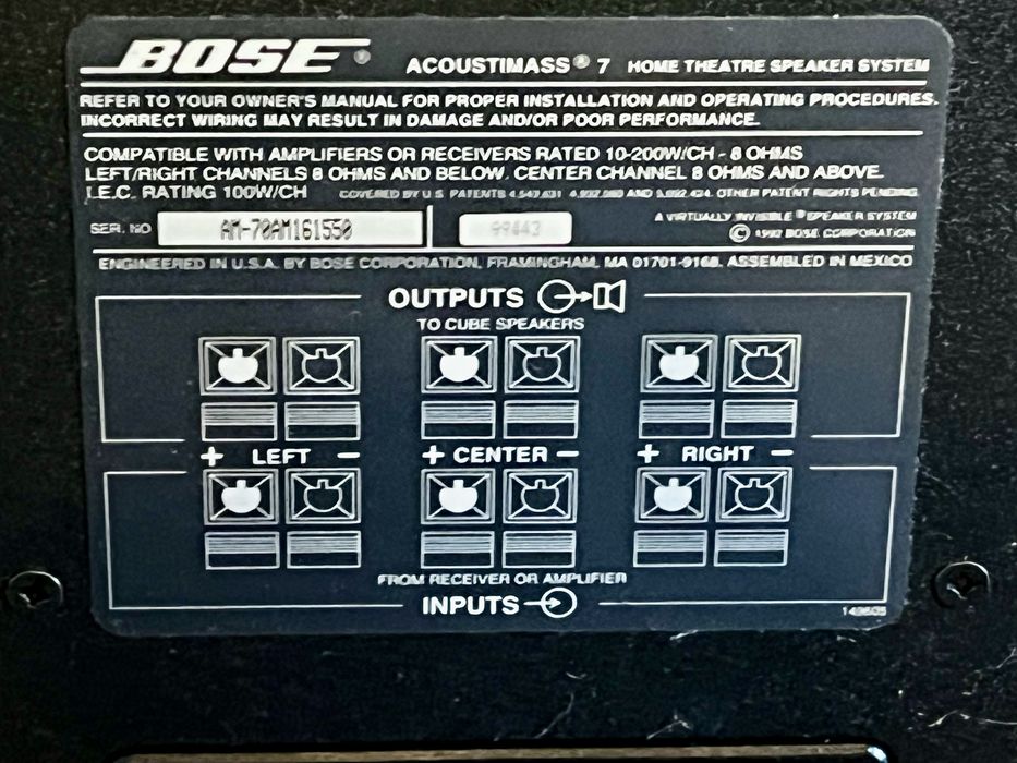 Bose Acoustimass 7 – Sistema Home Cinema 5.1 Completo + Suportes Originais