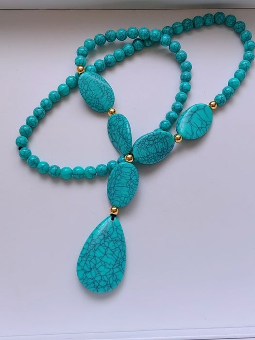 Wisiorek naszyjnik turkusowy kolor vintage retro