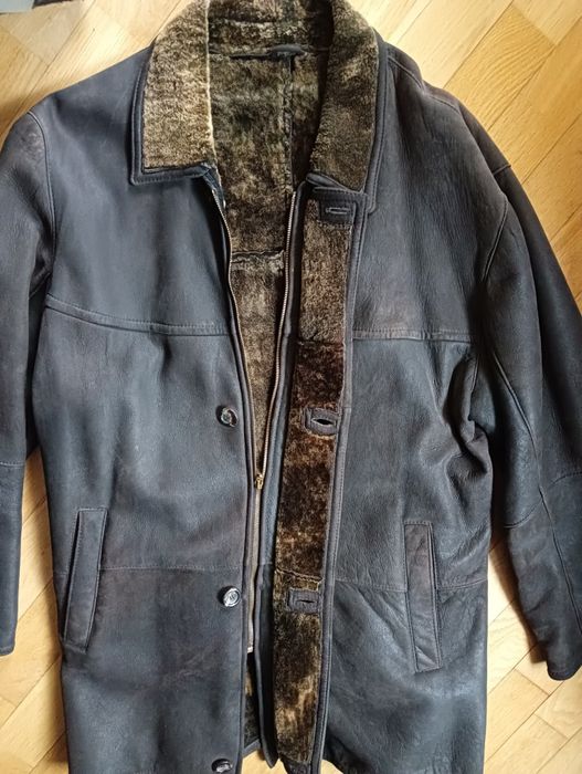 -40% Kurtka skórzana kożuch L/XL skóra owcza wełna vintage sheelskin 5