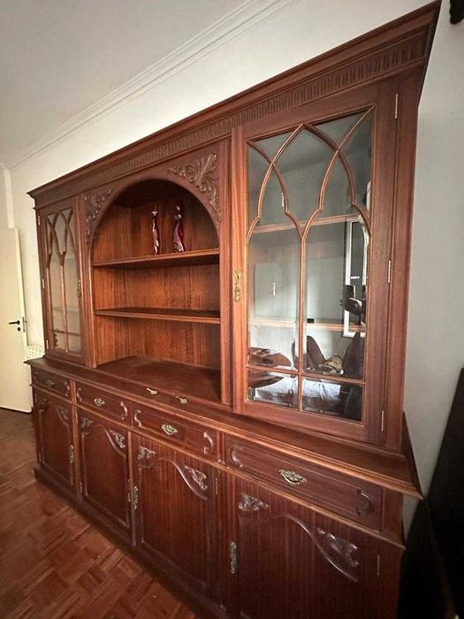 Móvel de sala de jantar cristaleira de madeira maciça