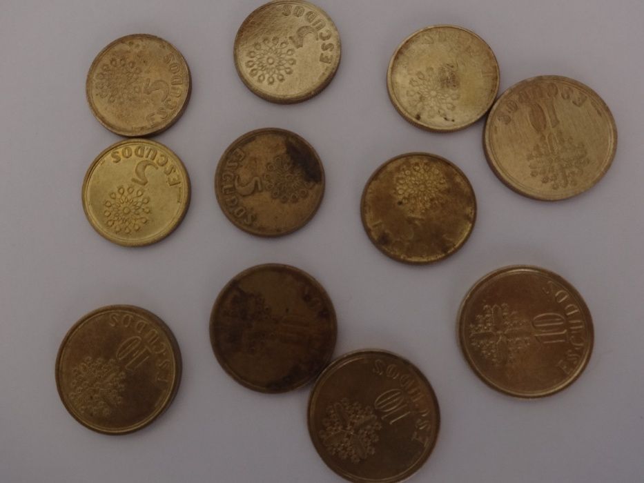 Moedas de 1$00, 5$00 e 10$00 Republica Portuguesa
