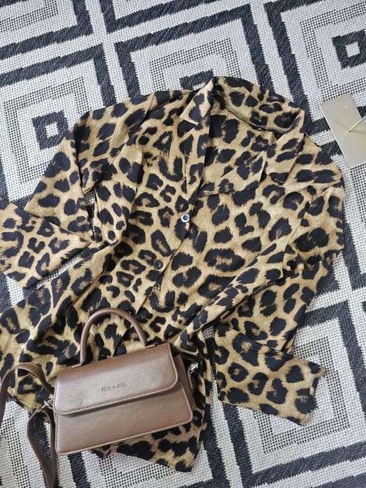 Стильна леопардова блузка Zara тигрова рубашка сорочка леопард тигрова