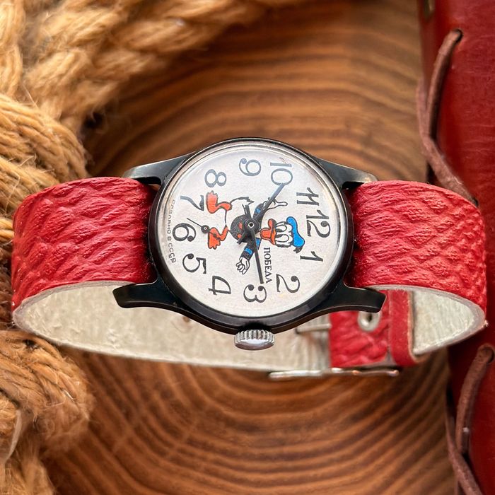 Lata 80, Pobeda. Donald Duck. Stan nowy! Zabytkowy zegarek mechaniczny