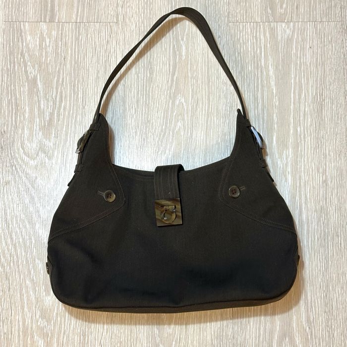 Сумка Salvatore Ferragamo Canvas Gancini Shoulder Bag Brown