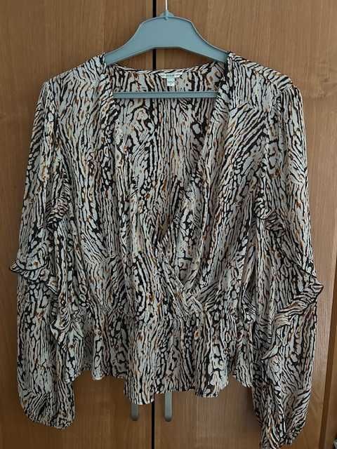 Guess Jeans Oryginalna, kobieca bluzka z ozdobnymi rękawami 40/42