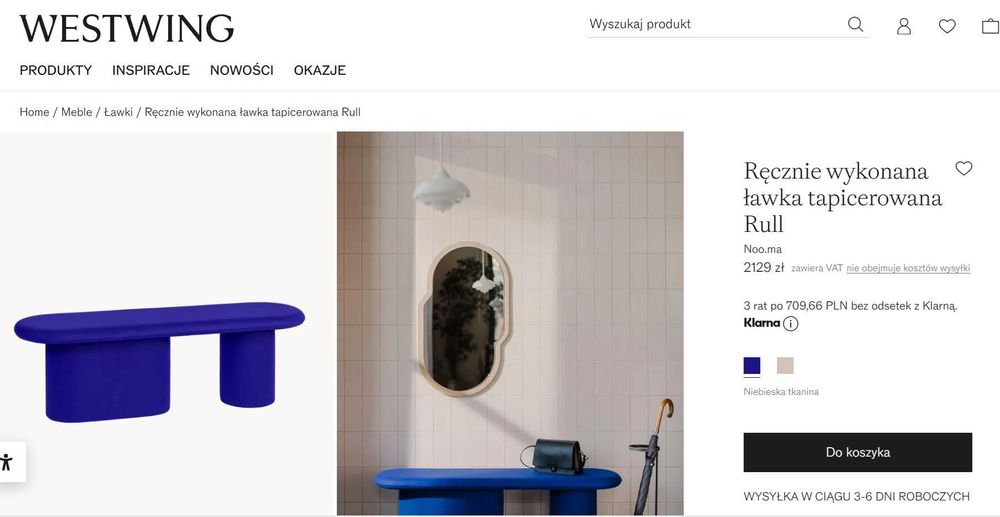 Ławka do przedpokoju, ręcznie wykonana tapicerowana nowa