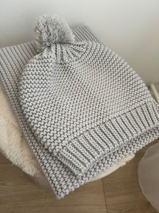 Komplet czapka,szalik szary NOWY