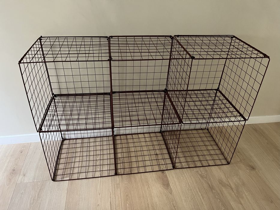 Szafa regał modułowy bordowy czerwony siatka metalowy boxy pudełka