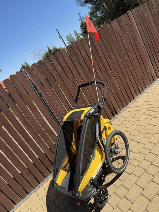 THULE Chariot Sport 1 - przyczepka rowerowa, wózek do roweru 2w1 | Yellow on Black