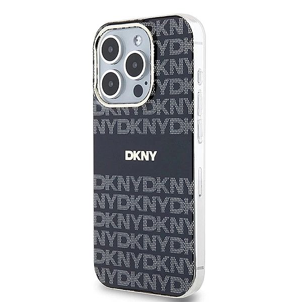 Etui DKNY IML Mono & Stripe MagSafe na iPhone 15 Pro - czarne