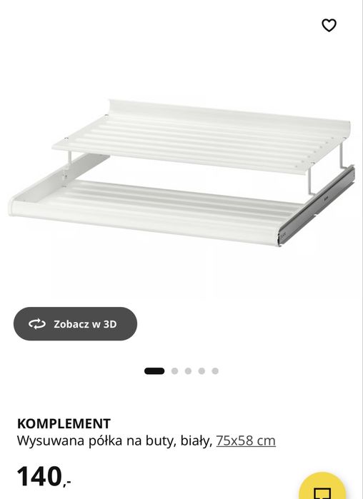 KOMPLEMENT Wysuwana półka na buty, biały, 75x58 cm